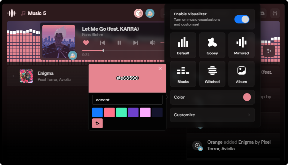 visualizer color option